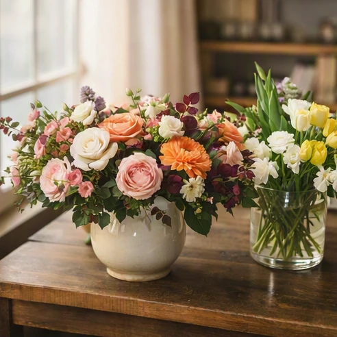 Excellent florists creating fresh seasonal bouquets with elegant designs for gifts and special occasions