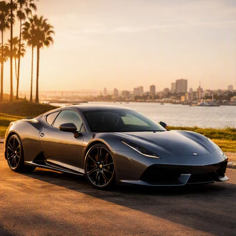 Exotic car rental long beach with a premium supercar ready for a luxury driving experience