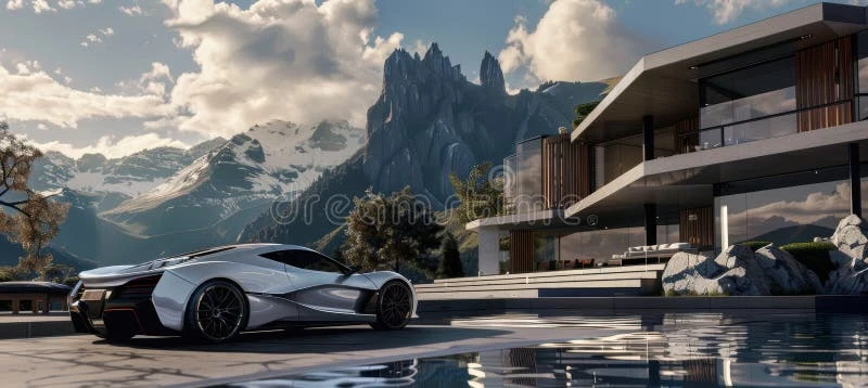 Several luxury vehicles representing different rental income levels in an upscale automotive setting