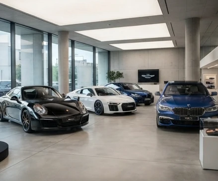 High-end vehicles representing exotic and luxury car rental categories with varied designs and premium features