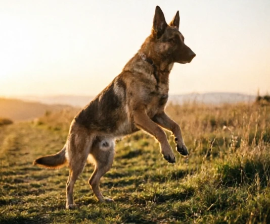 German Shepherd shown in varied cinematic environments representing action drama and family movie themes