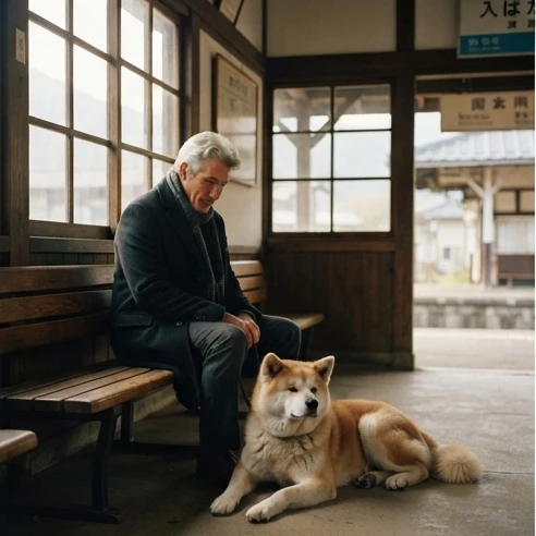 Richard Gere and Akita dog bond representing the emotional story of Hachi: A Dog’s Tale