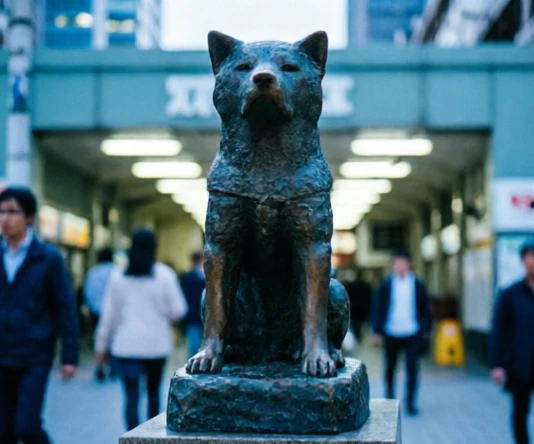 Hachikō statue near Shibuya Station, the real-life landmark behind the Richard Gere Akita film