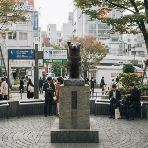 Hachiko statue near Shibuya Station showing the landmark connected to the Richard Gere movie dog Hachi story
