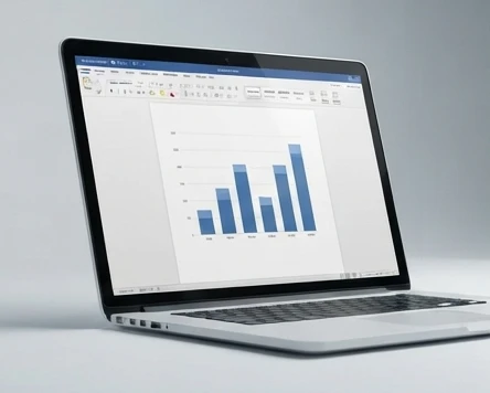 Bar graph creation process in Office 365 Word with a clear chart inside a document workspace
