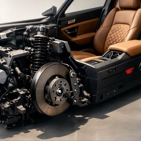 Infiniti vehicle engineering connection shown through premium components and automotive development concepts