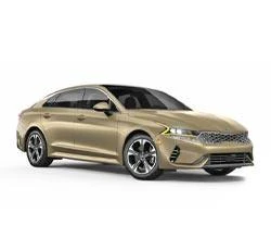 2022 Kia K5 LXS, EX, and GT-Line trims side by side in a showroom