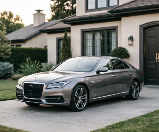 Luxury sedan parked in a clean residential setting representing long-term ownership reliability and maintenance planning