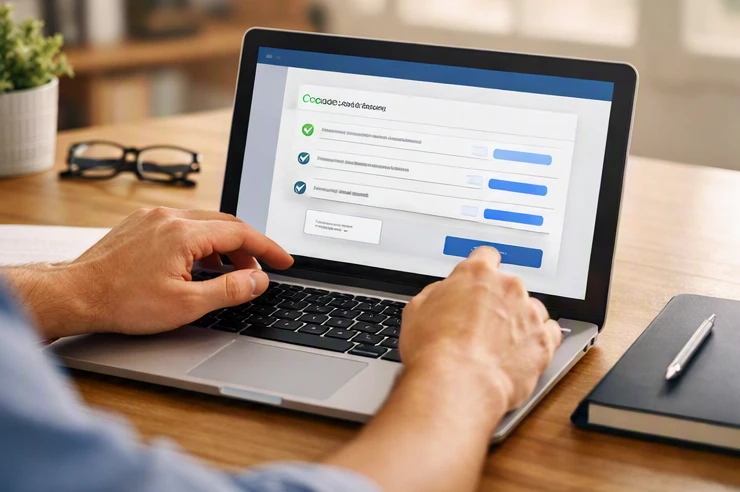 Family account setup process for an Excel parent portal with secure verification steps
