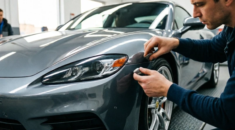 Pre owned super cars undergoing professional inspection with focus on condition checks and service verification details