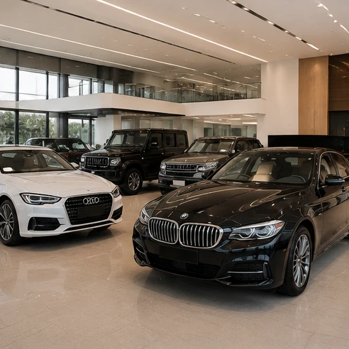 Luxury sedan and SUV models representing premium cars for sale in Hyderabad categories