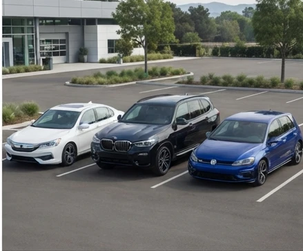 Premium, luxury, and exotic rental vehicles representing different price and experience levels