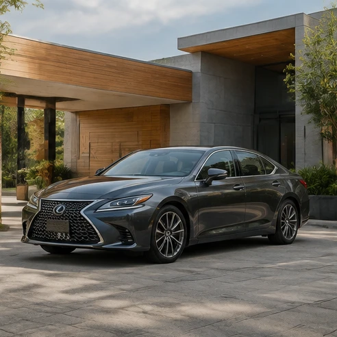 Premium rental vehicle representing upgrade options, value considerations, and booking decisions