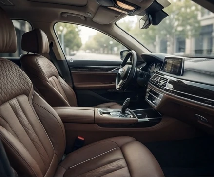 Premium rental sedan interior with spacious seating and modern comfort features for travelers