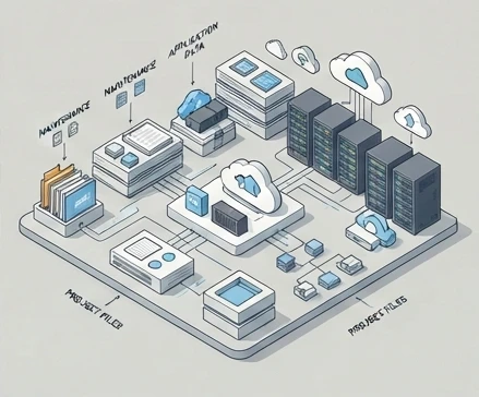 Visual representation of Revit 2025 storage categories including installation, temporary files, updates, and BIM projects
