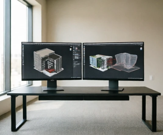 BIM professional reviewing Revit version conversion workflow between newer and older software models