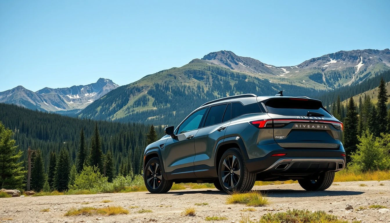Rivian SUV showcasing rugged electric adventure capability with premium family-focused design and outdoor versatility
