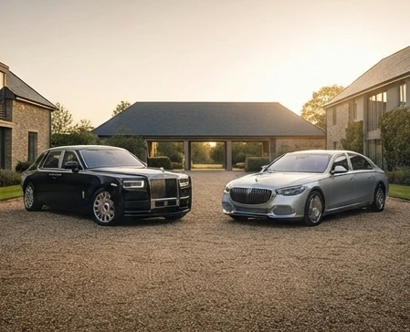 Rolls-Royce Ghost and Phantom-inspired luxury sedans representing different levels of flagship refinement