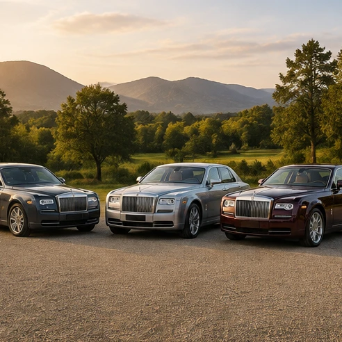 Rolls-Royce Phantom beside luxury sedans illustrating changing values across different generations