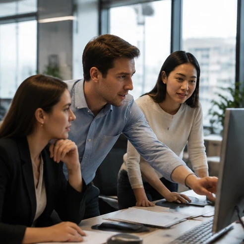 Slang word for office terms shown through a modern workplace culture setting with diverse coworkers