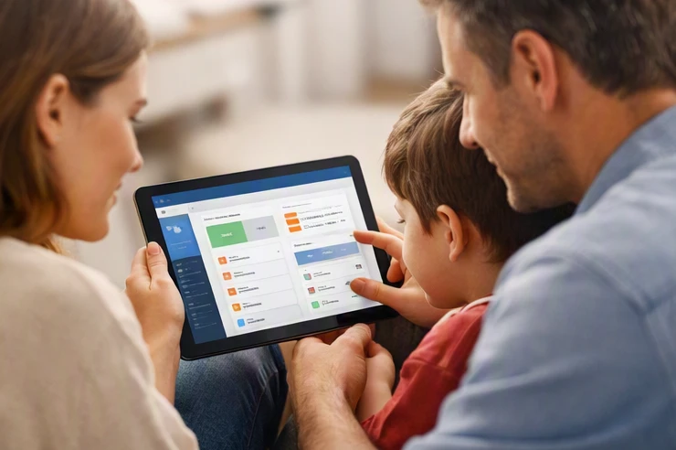 School parent portal displaying academic attendance and communication information categories