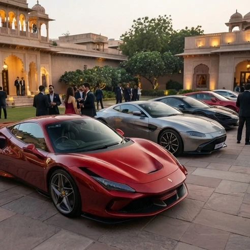 Supercars on rent in Delhi with exotic performance cars presented for luxury events, celebrations, and premium driving experiences