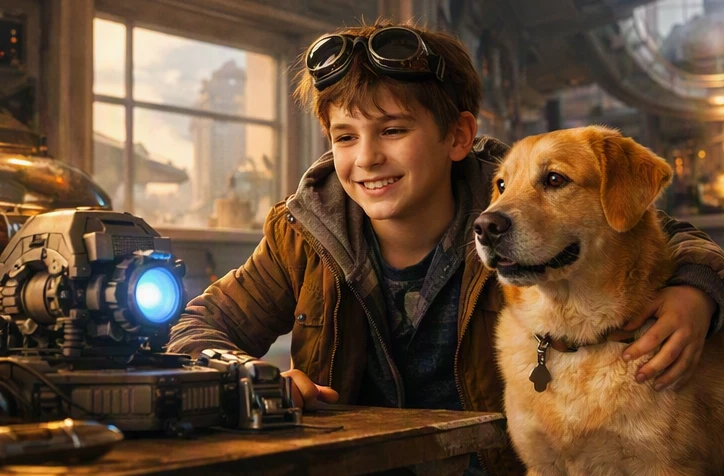 The dog movie 2020 family adventure with Oliver and Henry in a science-fiction comedy setting